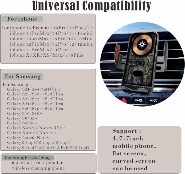 Car Phone Holder Wireless Charger, Wireless Car Charger Auto... - Image 3