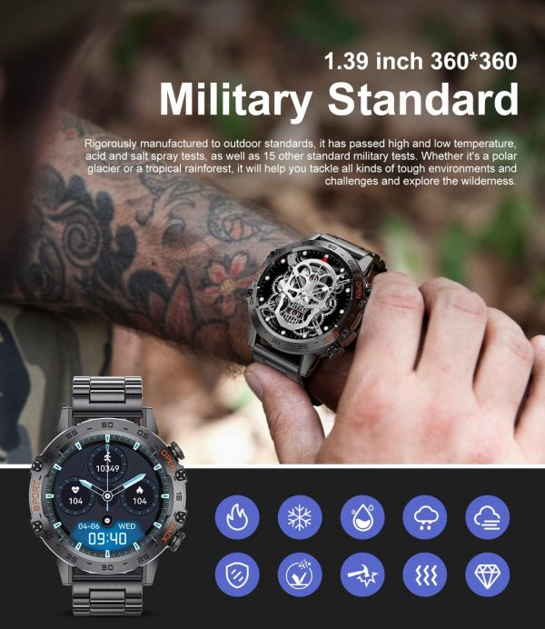 Military Smart Watch for Men, Smart Watches with Bluetooth V... - Image 6