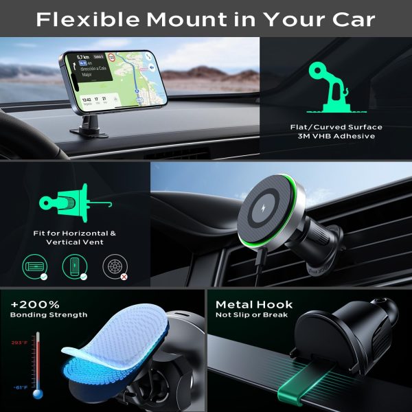 Wireless Car Charger, 15W Fast Charging, Hinyx Mag-safe Car ... - Image 6