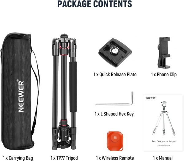 NEEWER 77” Camera Tripod Monopod with Phone Holder, Portable... - Image 10