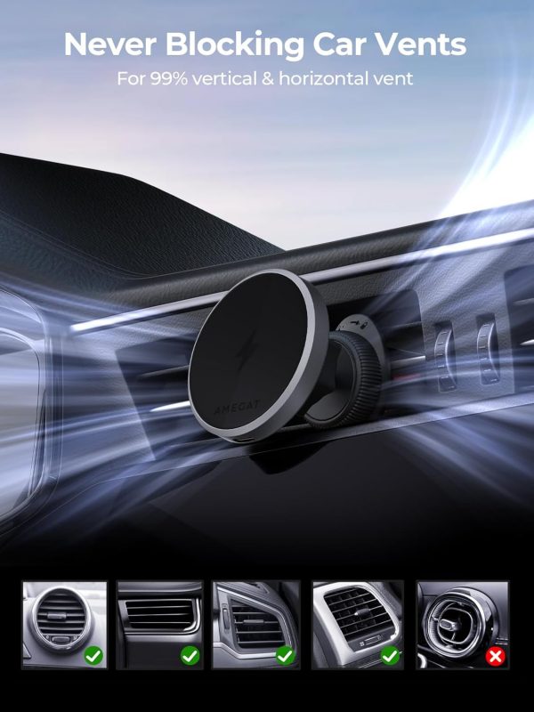 AMEGAT Car Mount Charger, Qi2 Certified 15W Ultra-Fast Magne... - Image 7