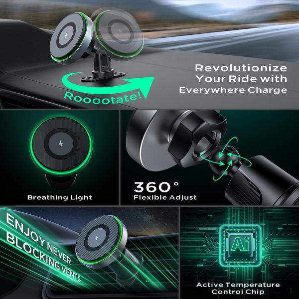 Wireless Car Charger, 15W Fast Charging, Hinyx Mag-safe Car ... - Image 7