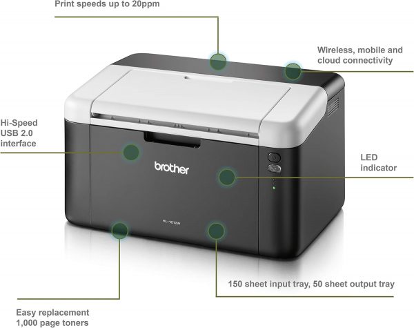 Brother HL-1212W Mono Laser Printer | PC Connected & Wireles... - Image 3