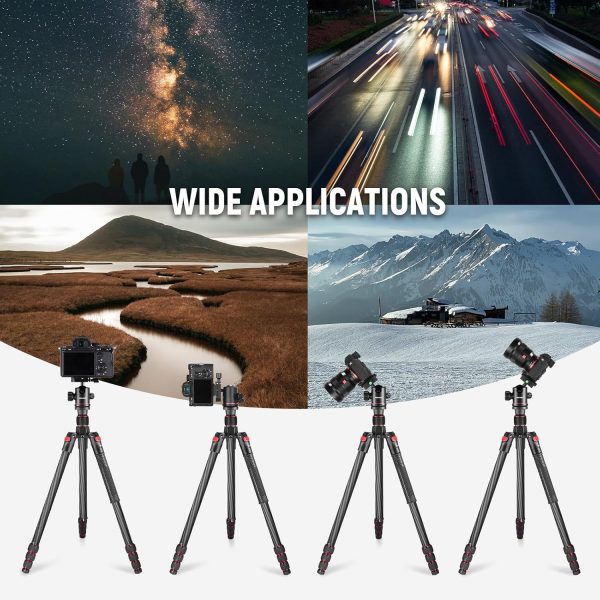 NEEWER 68"/172cm Carbon Fiber Camera Tripod Monopod with Cen... - Image 8