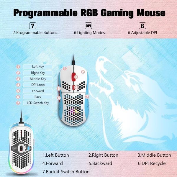 60% UK Layout Wired Gaming Keyboard and Mouse 62Keys Mini Co... - Image 9