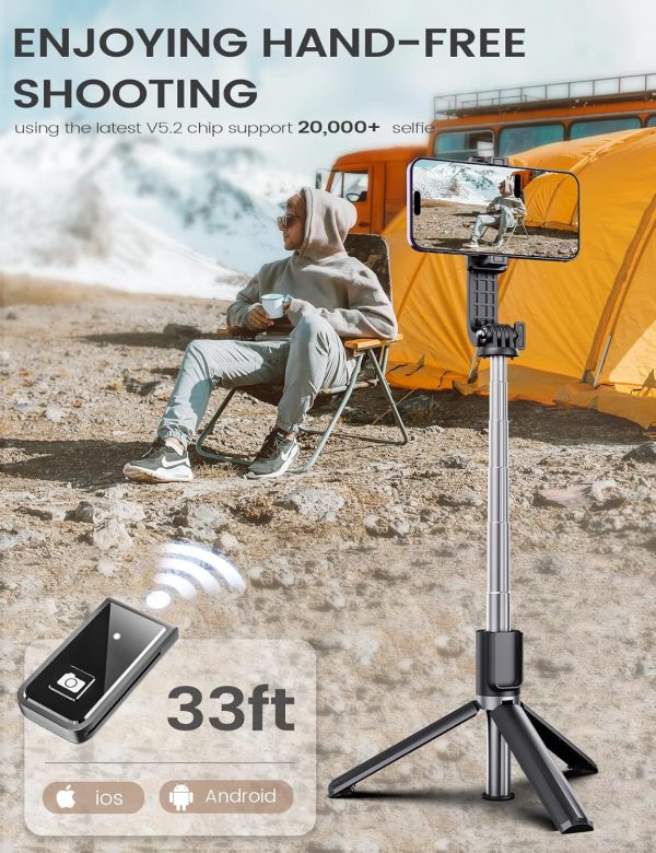ANXRE Selfie Stick Travel Tripod, Extendable 360° Rotatable ... - Image 4
