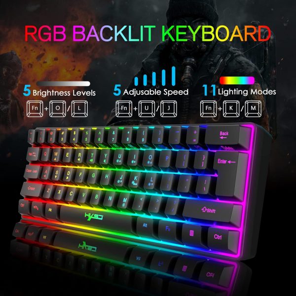 KUIYN V700 60% Wired Gaming Keyboard and Mouse Combo, Mini 6... - Image 4