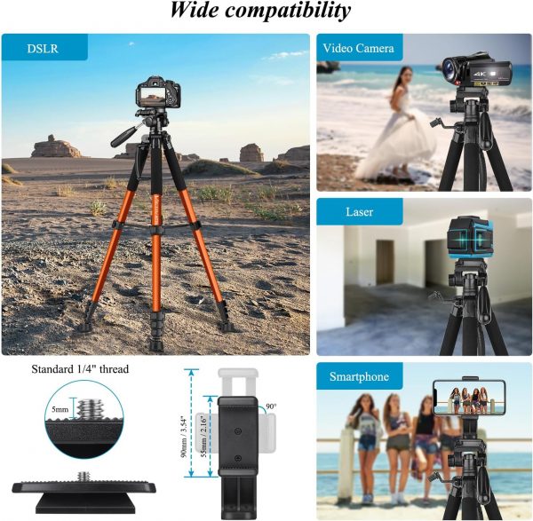 Victiv Tripod for Camera 72inch, Lightweight Aluminum Tripod... - Image 3