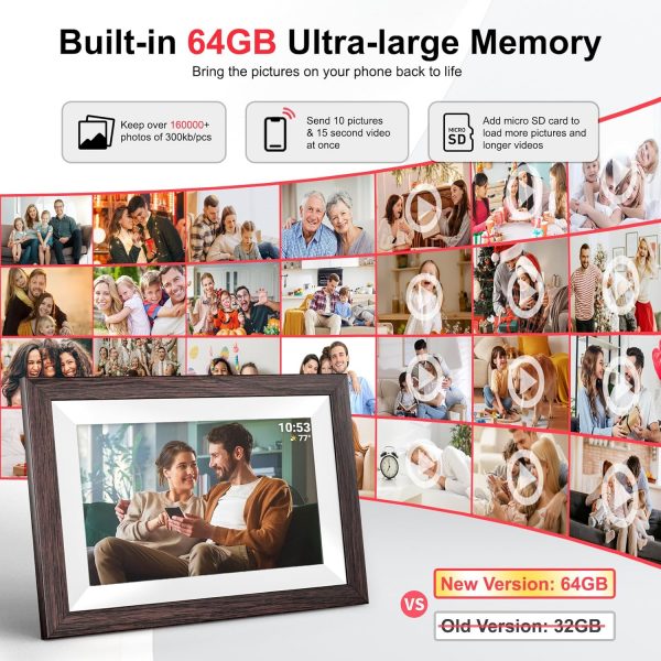 Hesmor 64GB Frameo Digital Photo Frame WiFi 10.1 Inch, 1280x... - Image 3