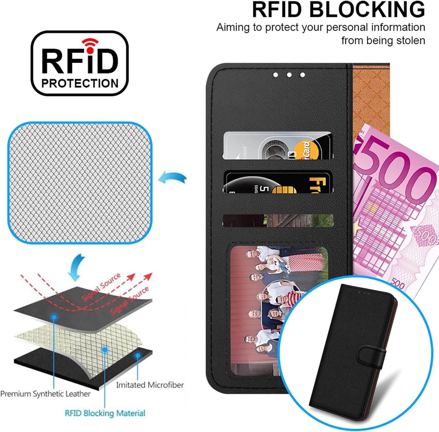 iCatchy for iPhone 17 Case with 3 Card Slots Leather Wallet ... - Image 4