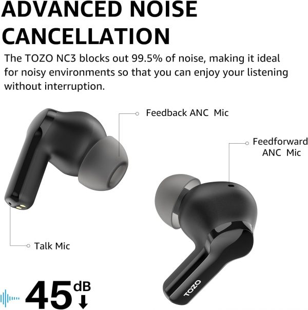 TOZO NC3 Hybrid Active Noise Cancelling Earbuds, 45dB ANC Wi... - Image 5