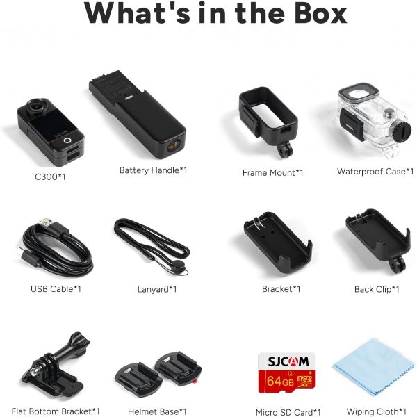 SJCAM C300 4K Pocket Action Camera,7H Power,Dual Touch Scree... - Image 7