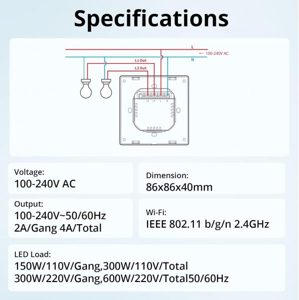 SONOFF NSPanel WiFi Smart Light Switch, 2 Gang Switch Smart ... - Image 10