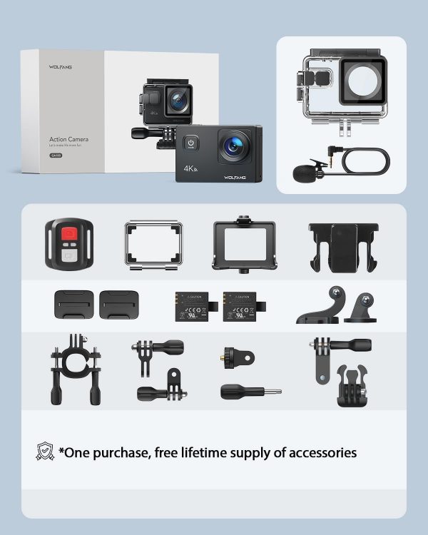 WOLFANG Action Camera 4K 20MP GA100, Waterproof 40M Underwat... - Image 8