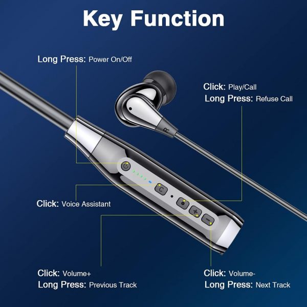 Nsyee A13 V5.0 Bluetooth Neckband Headphones, Bluetooth Earp... - Image 7