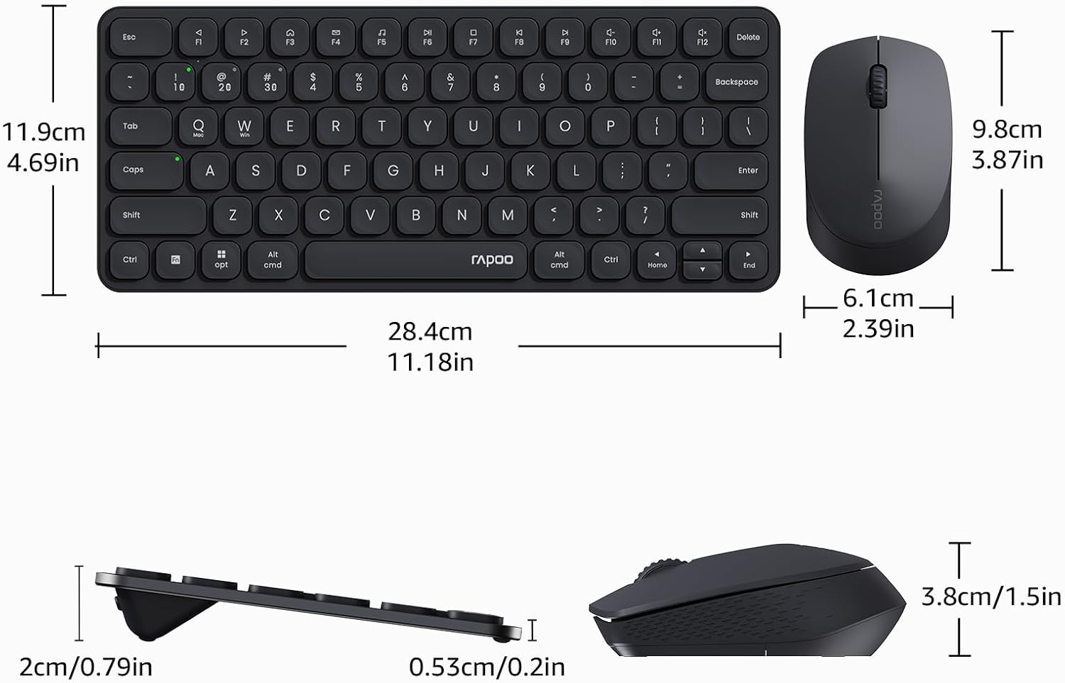 RAPOO 9010M Keyboard and Mouse Wireless- 2.4GHz/Bluetooth 5.... - Image 10