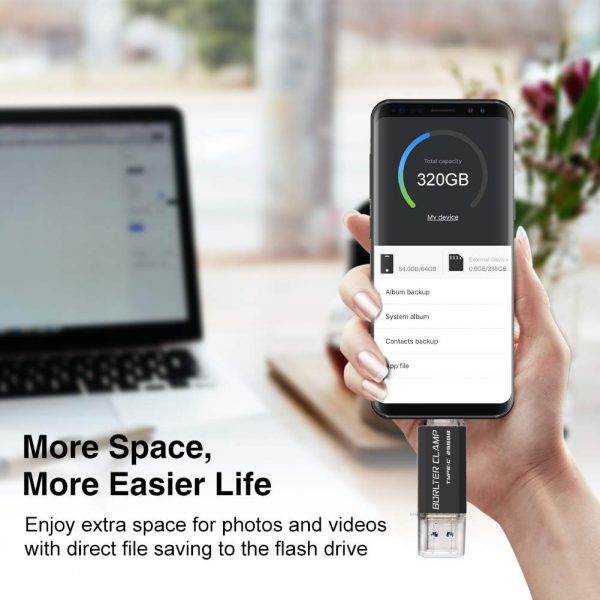 256GB USB 3.0 Type C Flash Drive Dual Port, BorlterClamp USB... - Image 5