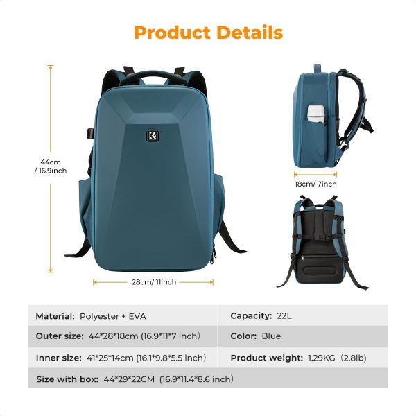 K&F Concept Camera Backpack,Hardshell DSLR Photography Camer... - Image 8