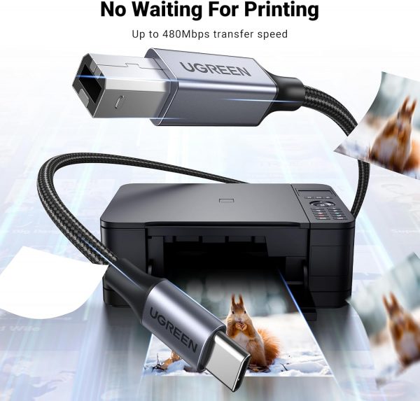 UGREEN USB B to USB C Printer Cable, Type B 2.0 Braided Data... - Image 3