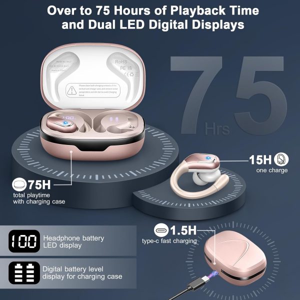 Wireless Earbuds, 75H Bluetooth 5.4 Headphones Sports with E... - Image 4