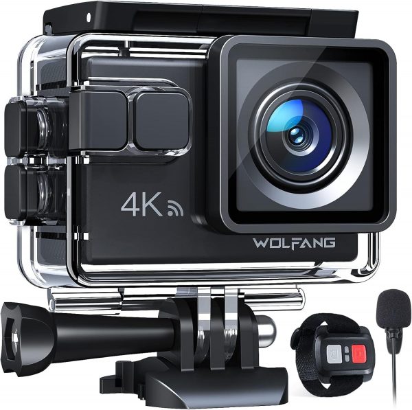 WOLFANG Action Camera 4K 20MP GA100, Waterproof 40M Underwat...