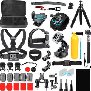 Ci-Fotto Action Camera Accessories Set, 50-in-1 Sports Camer…