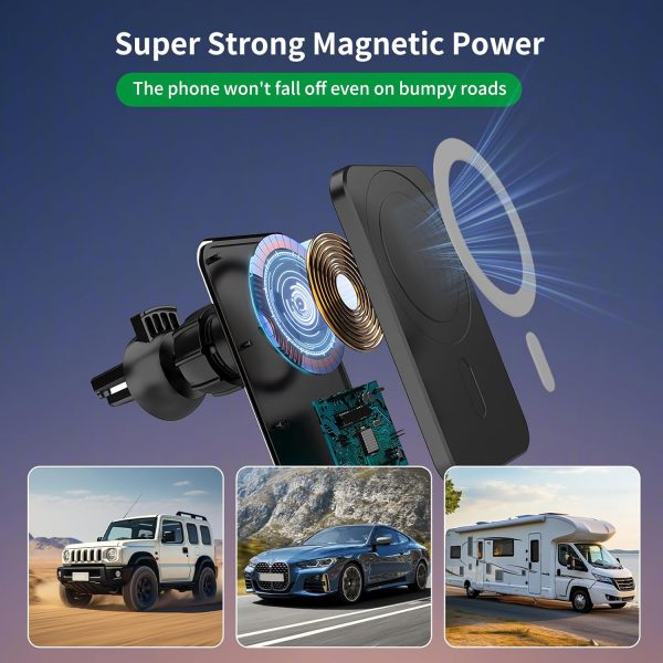 15W Car Phone Holder Wireless Charger, Compatible With Magsa... - Image 5