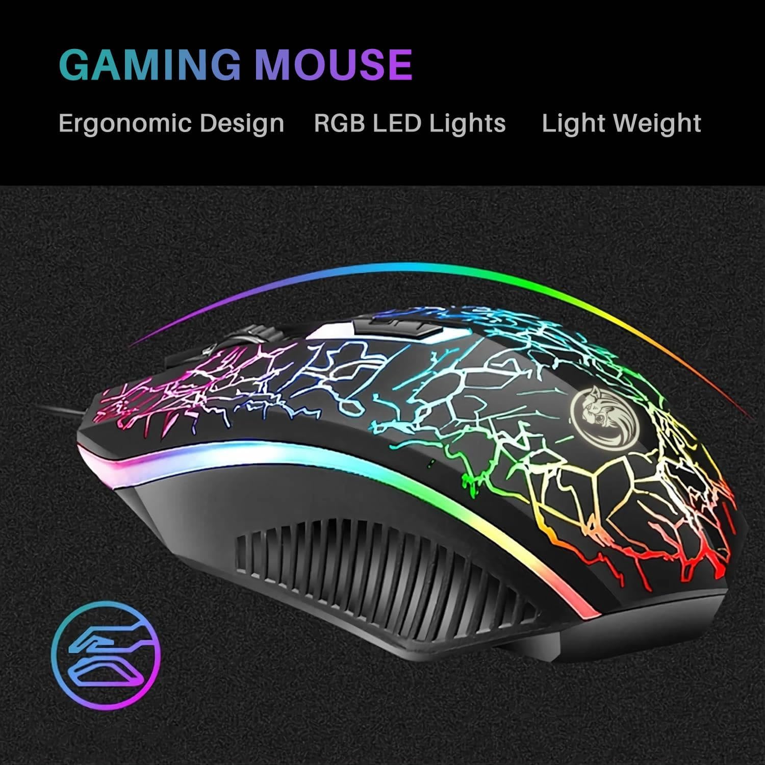 JUSTOP USB Wired Keyboard and Mouse Set, Luminous LED Lights... - Image 5