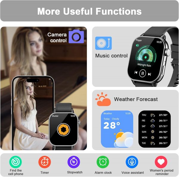MFVLP Smart Watch for Men Women, 1.85'' AMOLED HD Fitness Wa... - Image 9
