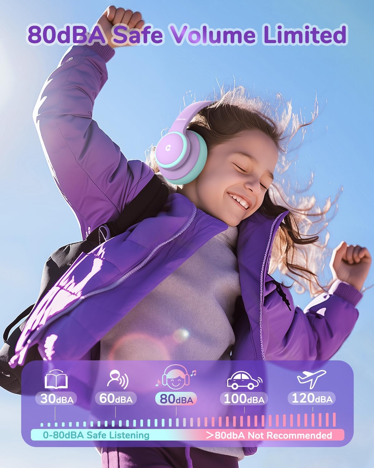 iClever BTH26 Active Noise Cancelling Headphones for Kids, 6... - Image 5