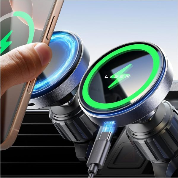 LISEN Magsafe Car Mount Charger - 15W Wireless Charger for i... - Image 2