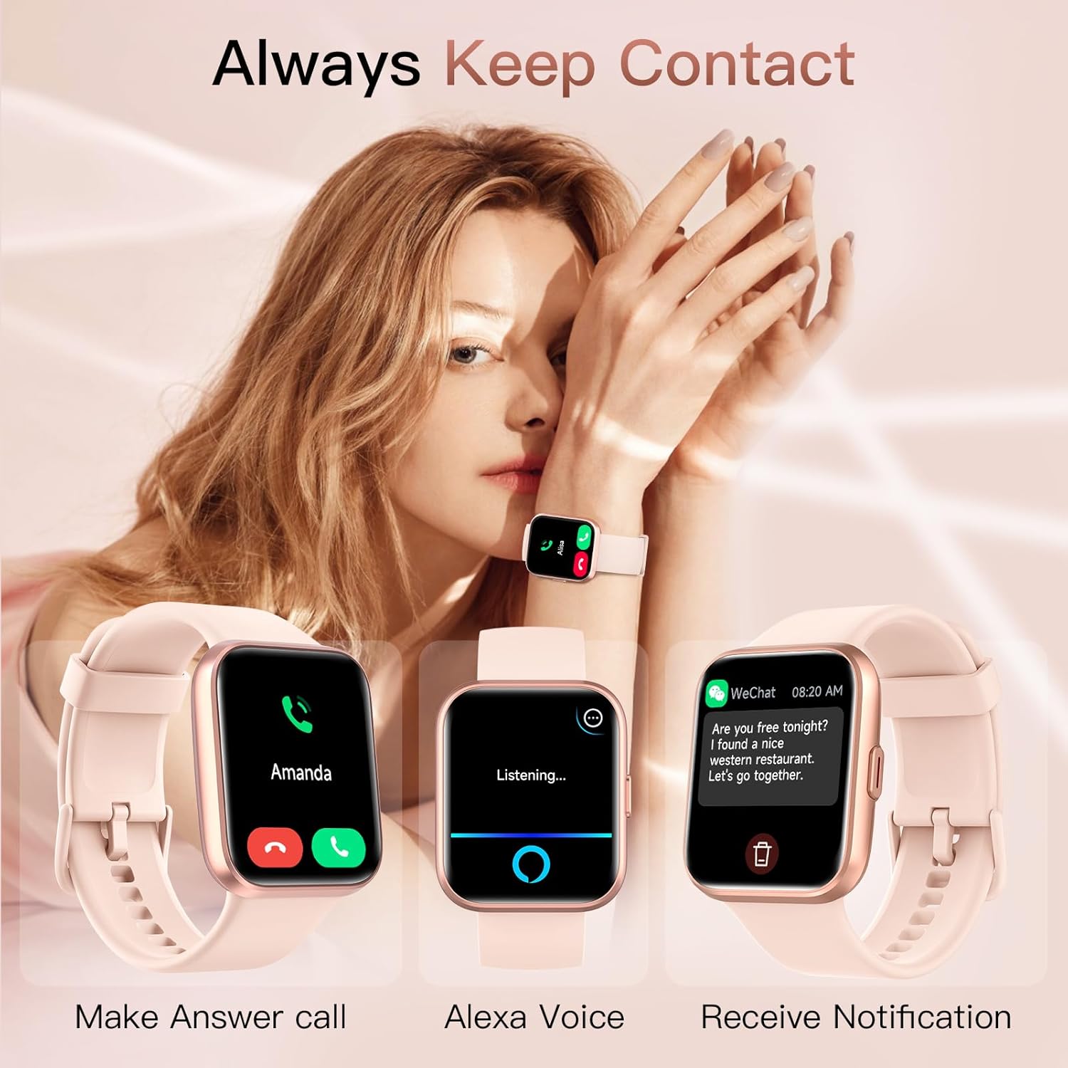 Smart Watch for Women(Answer/Make Call), Alexa Built-in 1.8"... - Image 3
