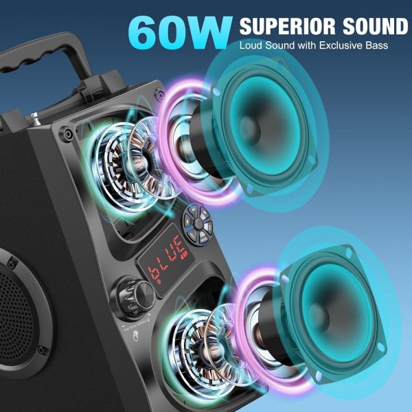 Bluetooth Speaker, 60W(Peak) Wireless Portable Small Home Pa... - Image 3