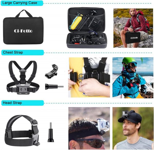 Ci-Fotto Action Camera Accessories Set, 50-in-1 Sports Camer... - Image 3