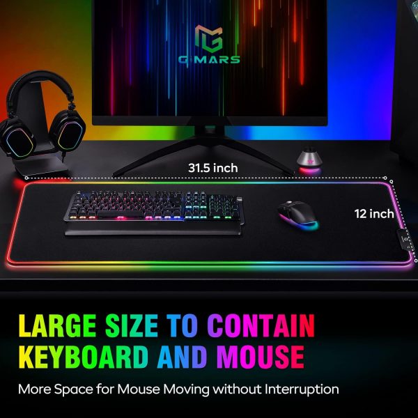 Gimars RGB Gaming Mouse Pad, XL Mouse Mat 800x300x5mm, 12 LE... - Image 6