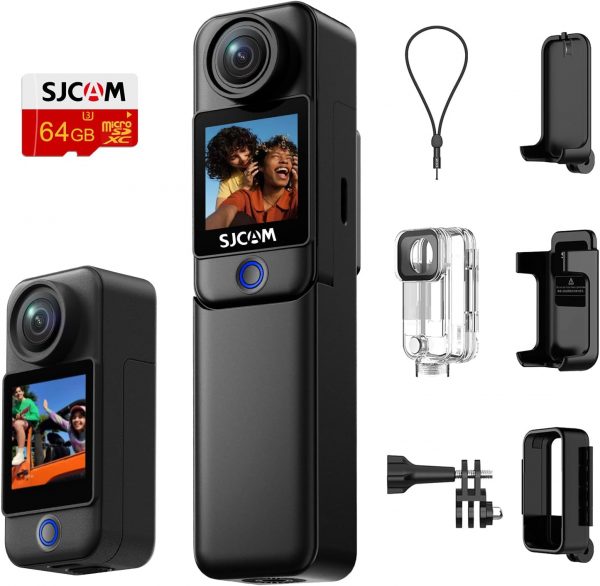 SJCAM C300 4K Pocket Action Camera,7H Power,Dual Touch Scree...