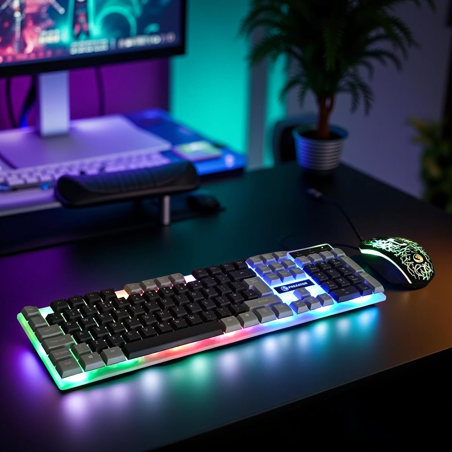 JUSTOP USB Wired Keyboard and Mouse Set, Luminous LED Lights... - Image 8