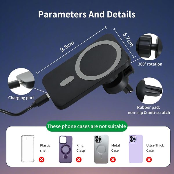 15W Car Phone Holder Wireless Charger, Compatible With Magsa... - Image 7