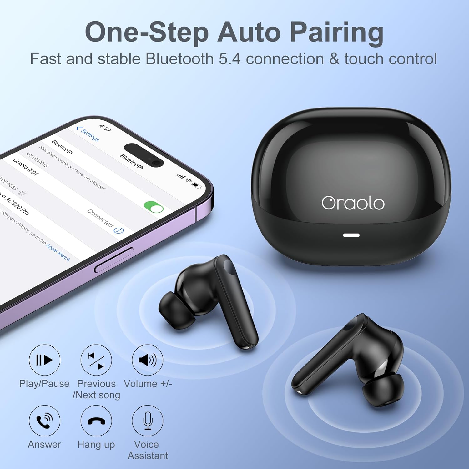 oraolo Active Noise Cancelling Earbuds, Wireless Earbuds, Bl... - Image 7