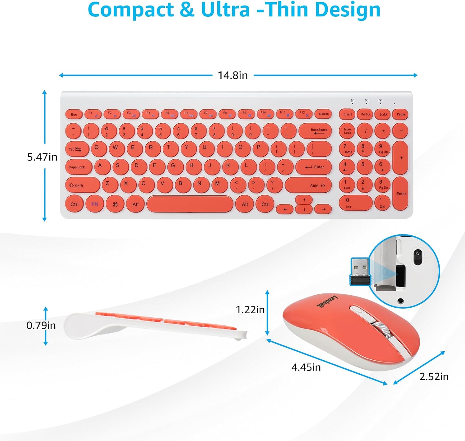 LeadsaiL KF29 Wireless Keyboard and Mouse Set, Wireless USB ... - Image 7