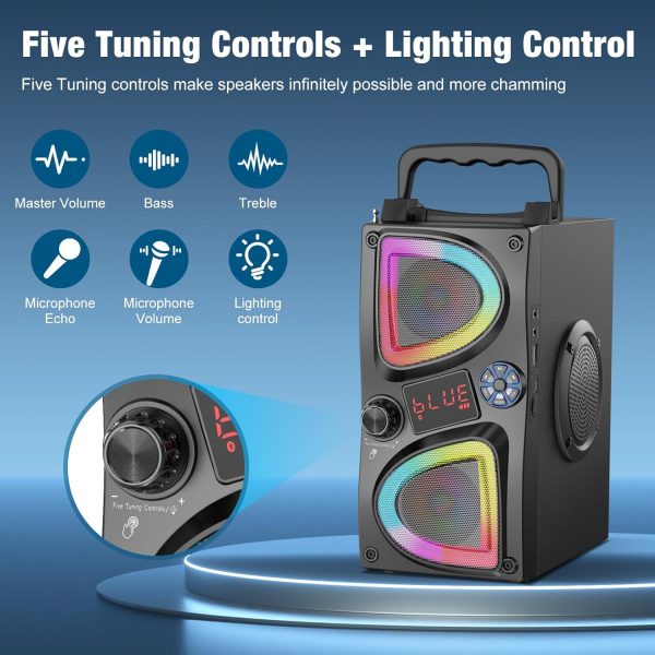 Bluetooth Speaker, 60W(Peak) Wireless Portable Small Home Pa... - Image 5