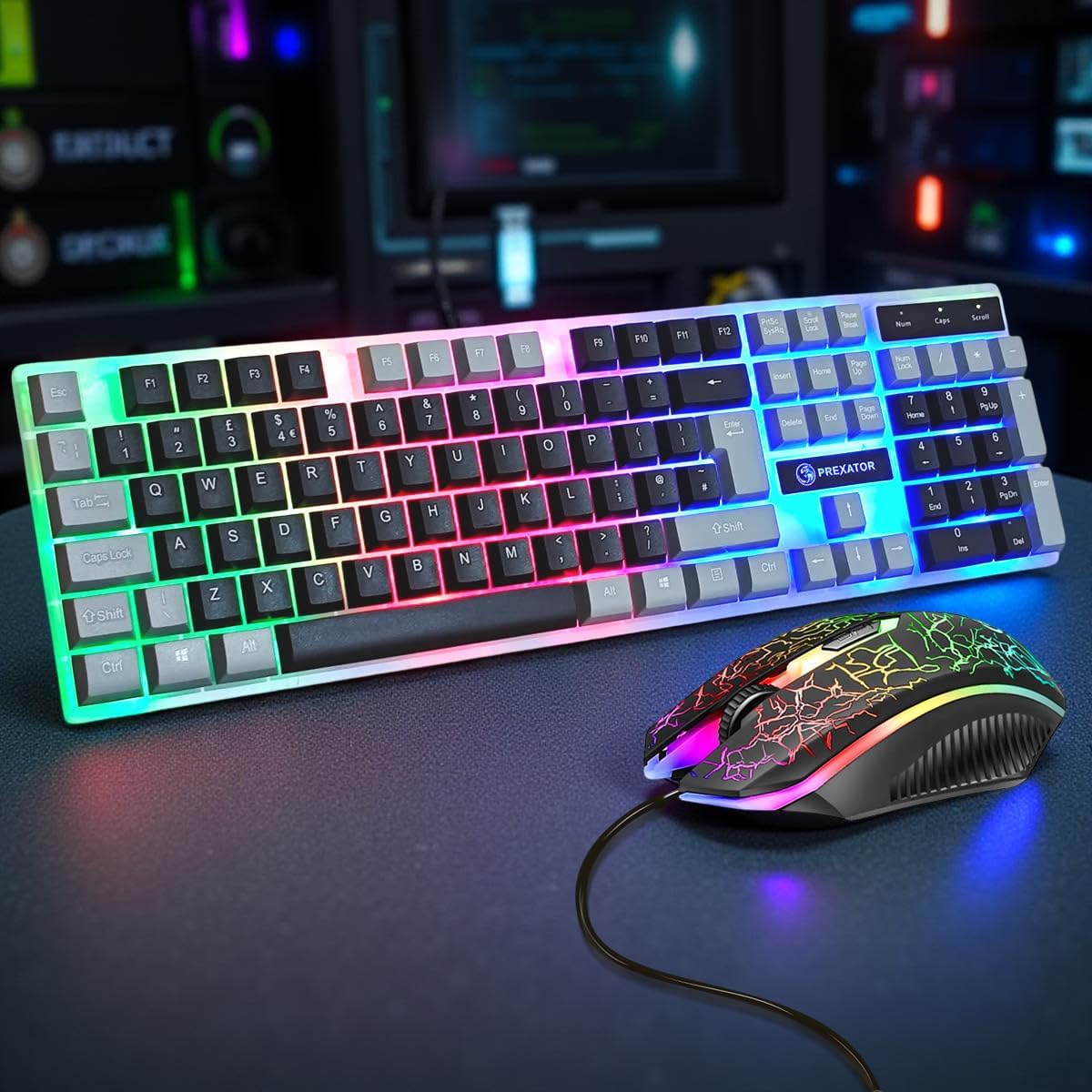 JUSTOP USB Wired Keyboard and Mouse Set, Luminous LED Lights... - Image 3