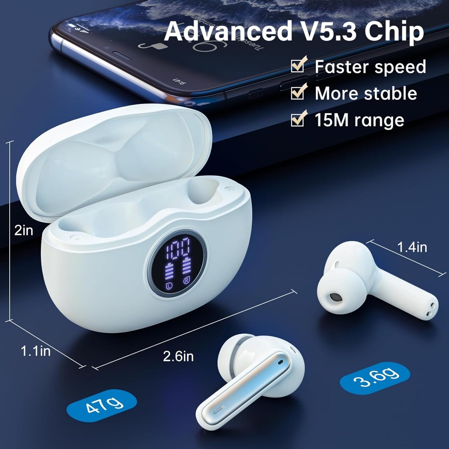Sisism A10 Pro Wireless Earbuds Bluetooth 5.3 HiFi Stereo, 5... - Image 5