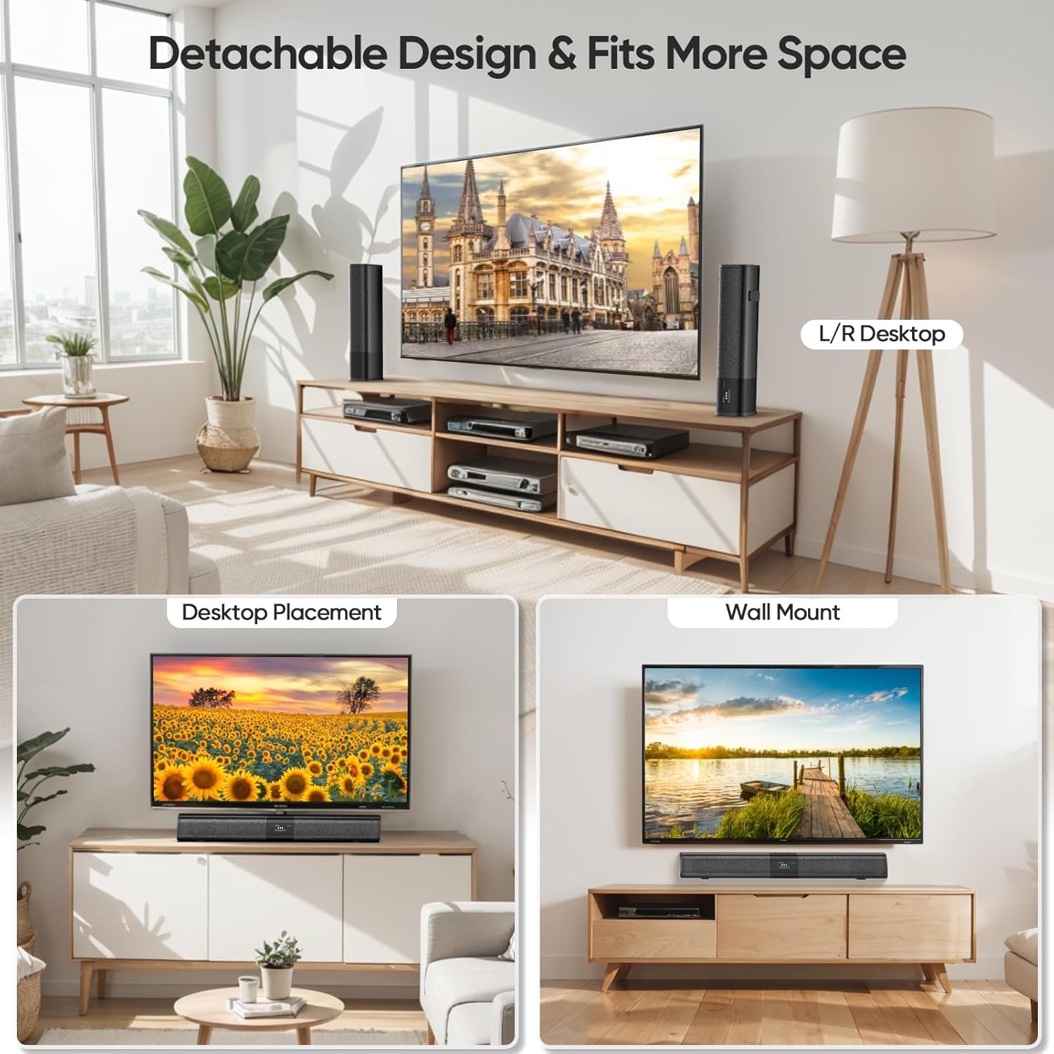 Sound Bar for Smart TV, 2 in 1 Detachable Home Audio Soundba... - Image 5