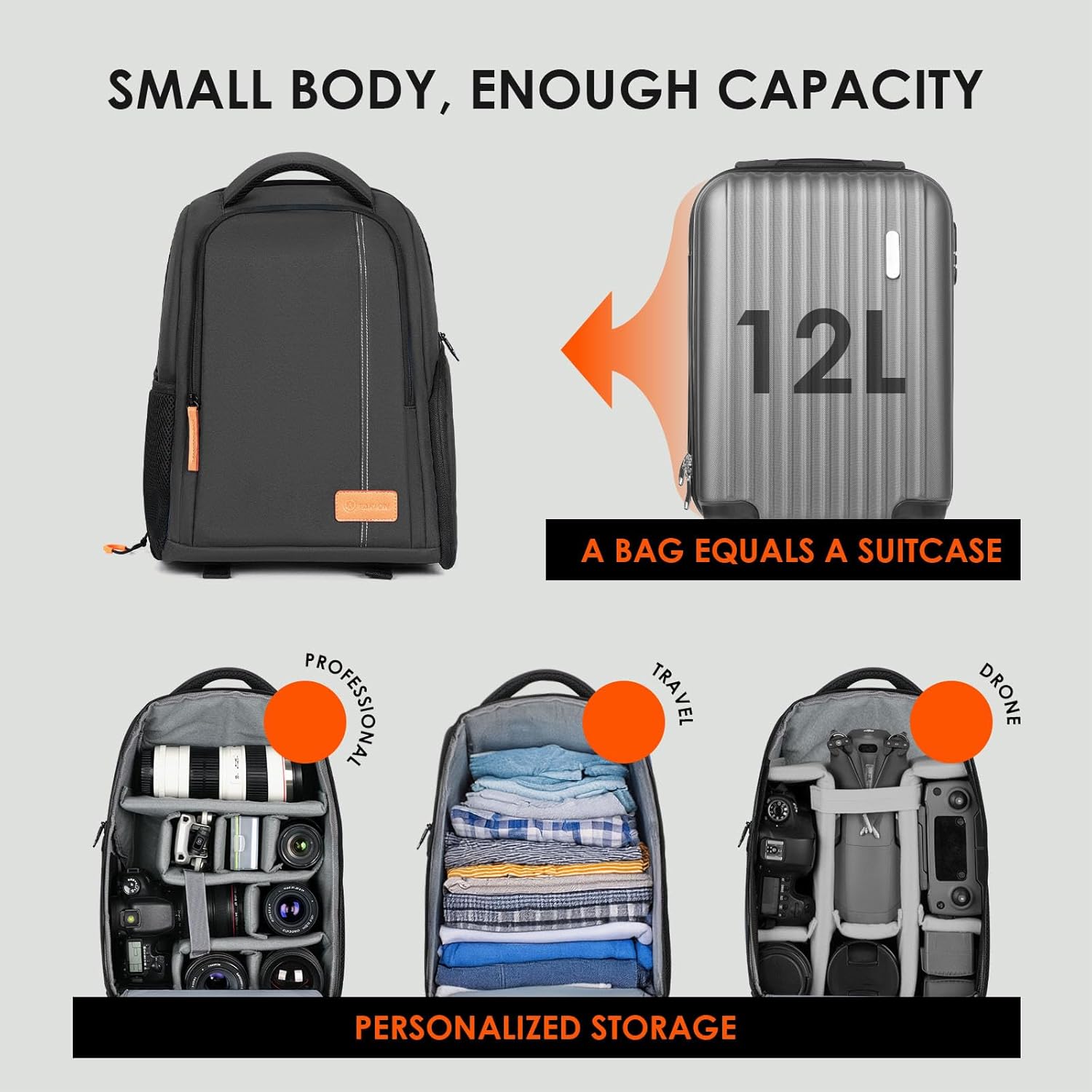 TARION TB-02 Camera and Laptop Rucksack, Photography Knapsac... - Image 4