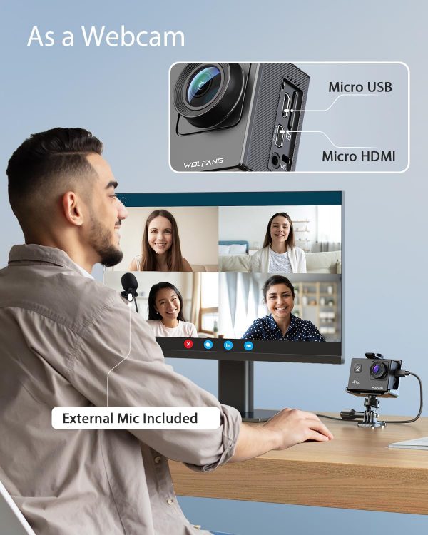 WOLFANG Action Camera 4K 20MP GA100, Waterproof 40M Underwat... - Image 6