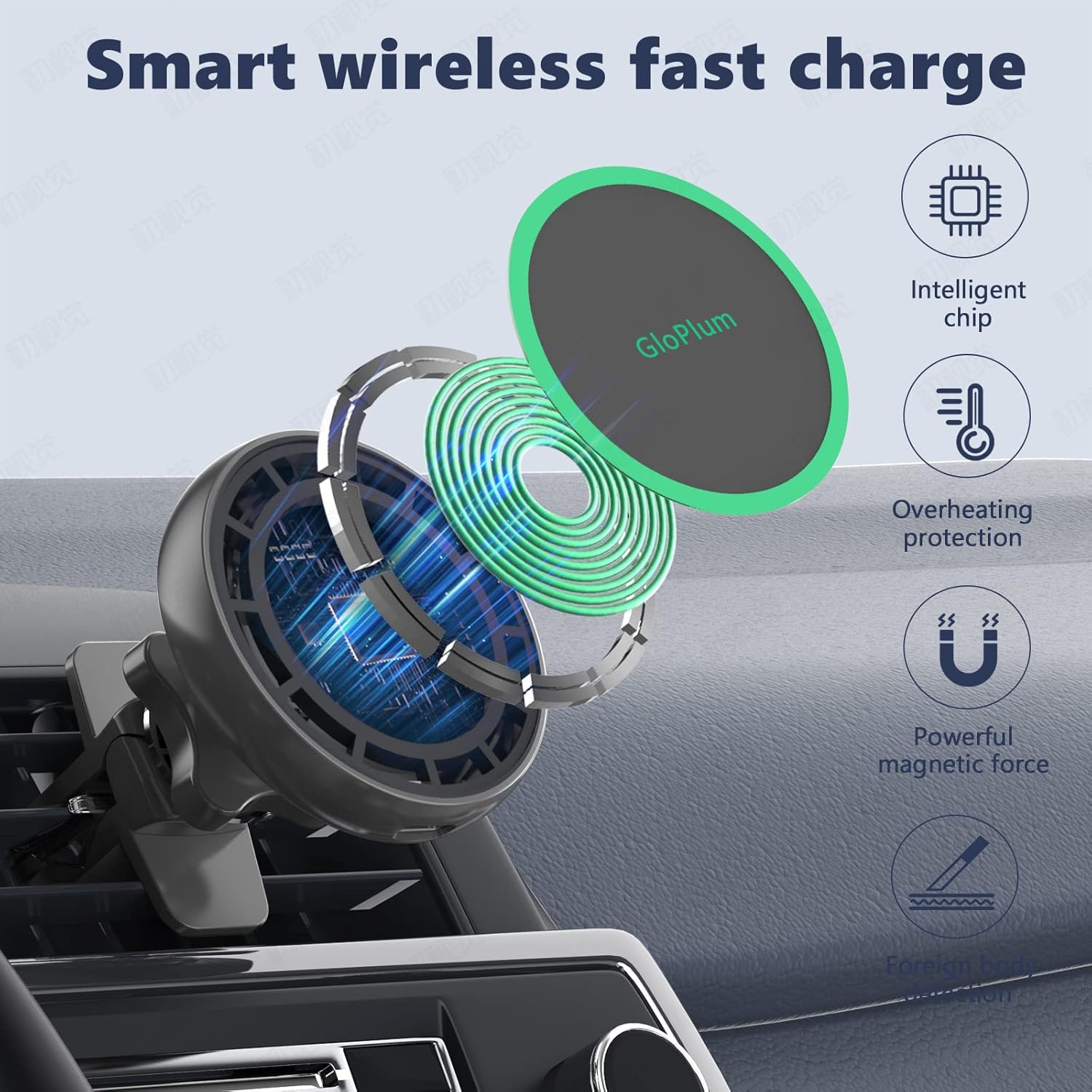 Gloplum ep0 Wireless Phone Holder Car Charger Compatible Wit... - Image 5