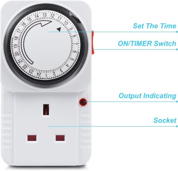 HBN Mechanical Timer Plug Socket, 24 Hour Segment Programmab... - Image 6