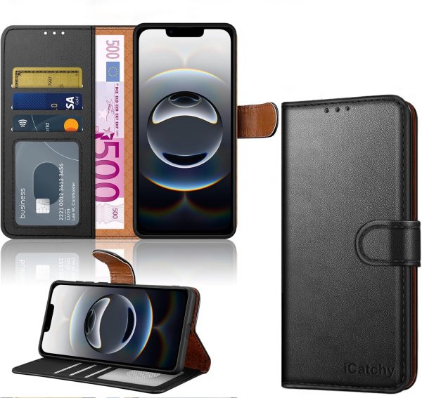 iCatchy for iPhone 16E Case Leather Magnetic wallet Flip Cov... - Image 2
