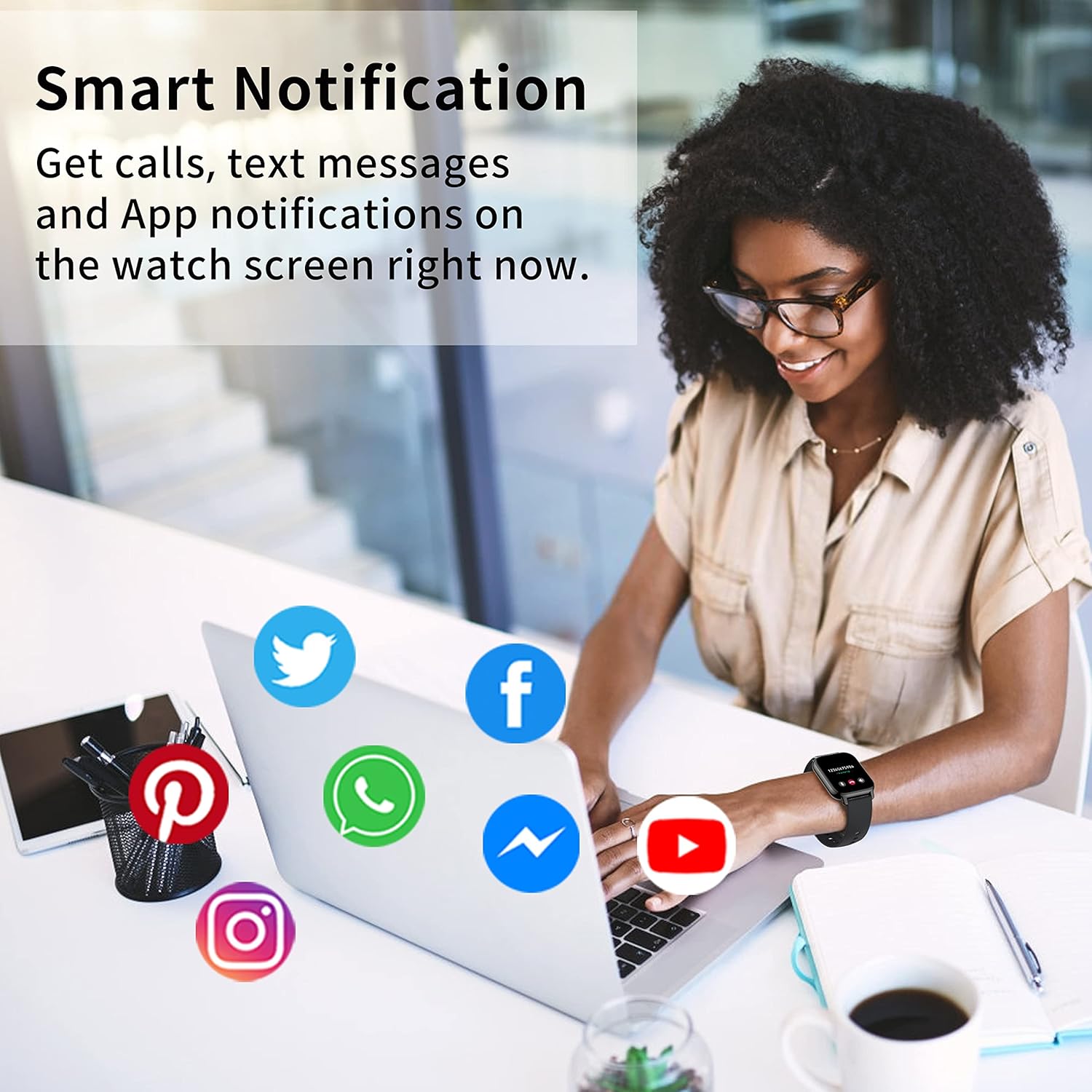 Popglory Smart Watch for Women Men Answer/Make Calls, 1.85" ... - Image 9